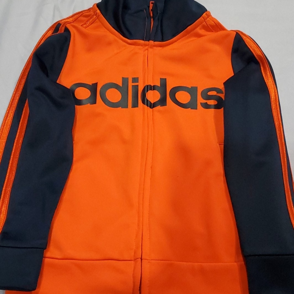 Adidas toddler boy tracksuit. Orange and blue